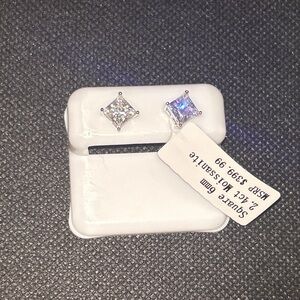 Square Moissanite Stud Earrings 6X6mm